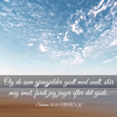 Picture 03 - Salmene 38:20 NORSK - Og de som gjengjelder godt med ondt, står mig - Bible Verse Picture