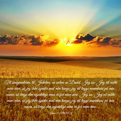 Picture 03 - Salmene 39:1 NORSK - Til sangmesteren, til Jedutun; en salme av David. - Bible Verse Picture