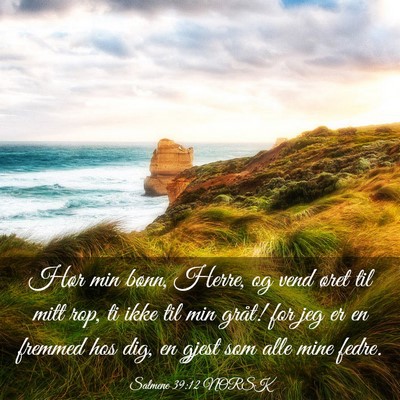 Picture 03 - Salmene 39:12 NORSK - Hør min bønn, Herre, og vend øret til mitt - Bible Verse Picture