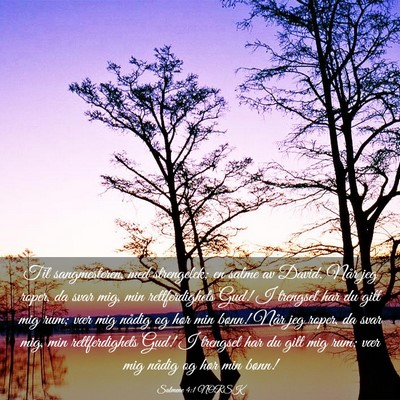 Picture 03 - Salmene 4:1 NORSK - Til sangmesteren, med strengelek; en salme av - Bible Verse Picture