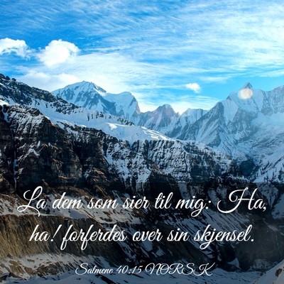 Picture 03 - Salmene 40:15 NORSK - La dem som sier til mig: Ha, ha! forferdes over - Bible Verse Picture