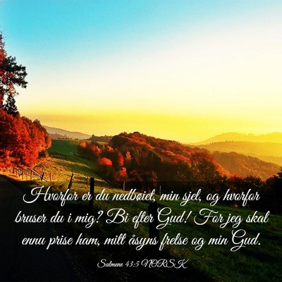 Picture 03 - Salmene 43:5 NORSK - Hvorfor er du nedbøiet, min sjel, og hvorfor - Bible Verse Picture