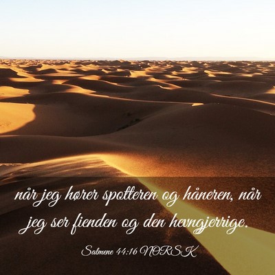Picture 03 - Salmene 44:16 NORSK - når jeg hører spotteren og håneren, når jeg - Bible Verse Picture