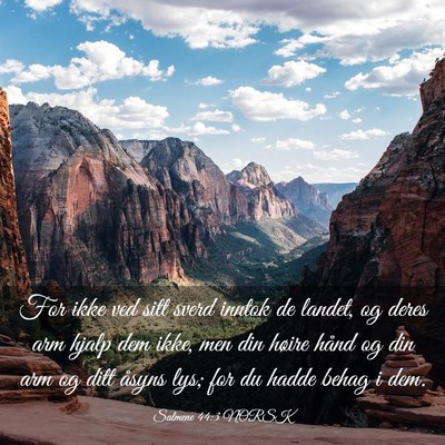 Picture 03 - Salmene 44:3 NORSK - For ikke ved sitt sverd inntok de landet, og - Bible Verse Picture