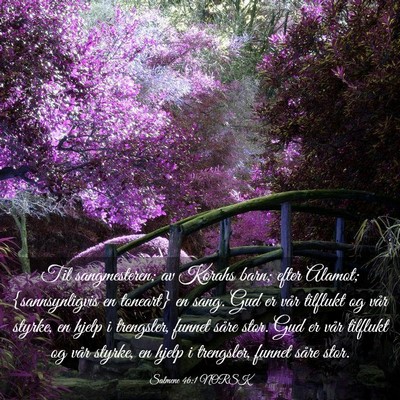 Picture 03 - Salmene 46:1 NORSK - Til sangmesteren; av Korahs barn; efter Alamot; - Bible Verse Picture