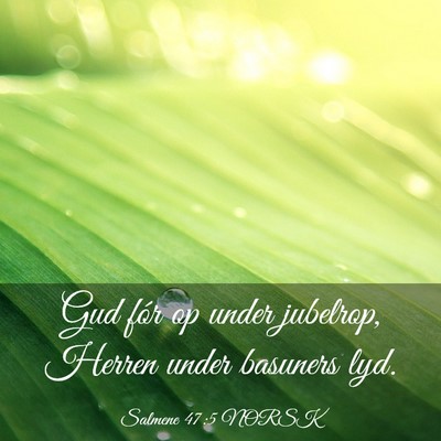 Picture 03 - Salmene 47:5 NORSK - Gud fór op under jubelrop, Herren under basuners - Bible Verse Picture
