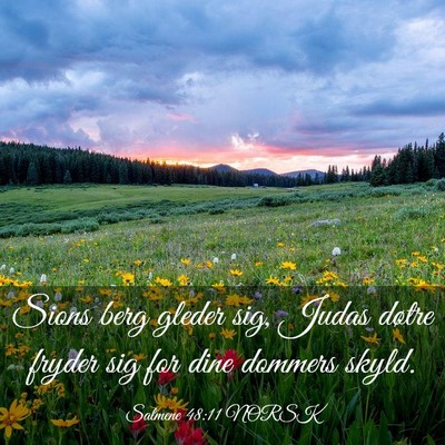 Picture 03 - Salmene 48:11 NORSK - Sions berg gleder sig, Judas døtre fryder sig - Bible Verse Picture