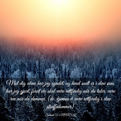 Picture 03 - Salmene 51:4 NORSK - Mot dig alene har jeg syndet, og hvad ondt er i - Bible Verse Picture