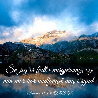 Picture 03 - Salmene 51:5 NORSK - Se, jeg er født i misgjerning, og min mor har - Bible Verse Picture