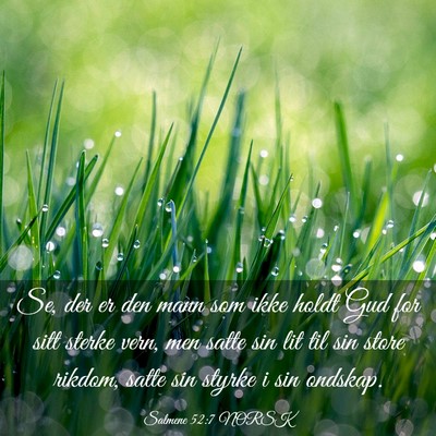 Picture 03 - Salmene 52:7 NORSK - Se, der er den mann som ikke holdt Gud for sitt - Bible Verse Picture