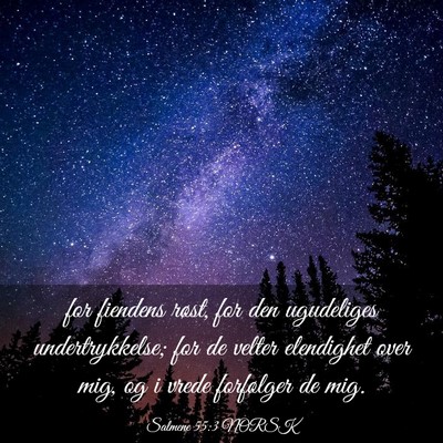 Picture 03 - Salmene 55:3 NORSK - for fiendens røst, for den ugudeliges - Bible Verse Picture