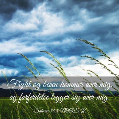 Picture 03 - Salmene 55:5 NORSK - Frykt og beven kommer over mig, og forferdelse - Bible Verse Picture