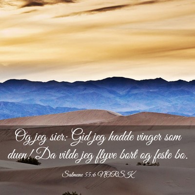 Picture 03 - Salmene 55:6 NORSK - Og jeg sier: Gid jeg hadde vinger som duen! Da - Bible Verse Picture
