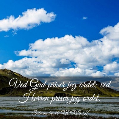 Picture 03 - Salmene 56:10 NORSK - Ved Gud priser jeg ordet; ved Herren priser jeg - Bible Verse Picture