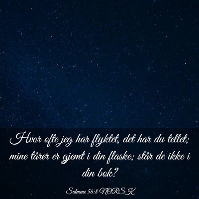 Picture 03 - Salmene 56:8 NORSK - Hvor ofte jeg har flyktet, det har du tellet; - Bible Verse Picture