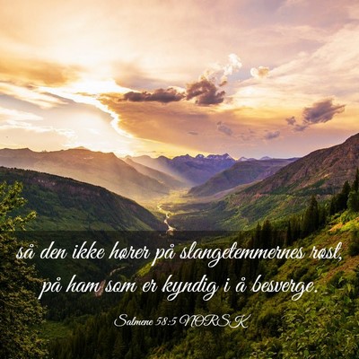 Picture 03 - Salmene 58:5 NORSK - så den ikke hører på slangetemmernes røst, - Bible Verse Picture