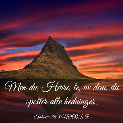 Picture 03 - Salmene 59:8 NORSK - Men du, Herre, le, av dem, du spotter alle - Bible Verse Picture