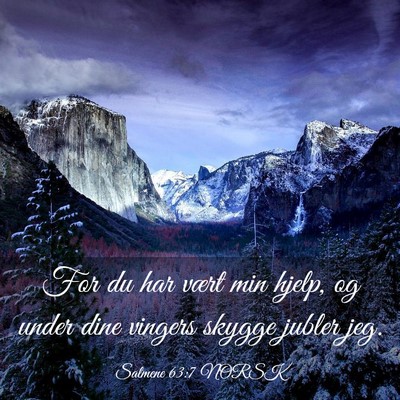 Picture 03 - Salmene 63:7 NORSK - For du har vært min hjelp, og under dine vingers - Bible Verse Picture