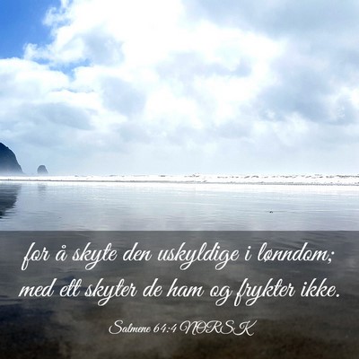 Picture 03 - Salmene 64:4 NORSK - for å skyte den uskyldige i lønndom; med ett - Bible Verse Picture