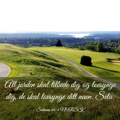 Picture 03 - Salmene 66:4 NORSK - All jorden skal tilbede dig og lovsynge dig, de - Bible Verse Picture