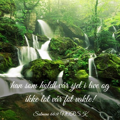 Picture 03 - Salmene 66:9 NORSK - han som holdt vår sjel i live og ikke lot vår - Bible Verse Picture