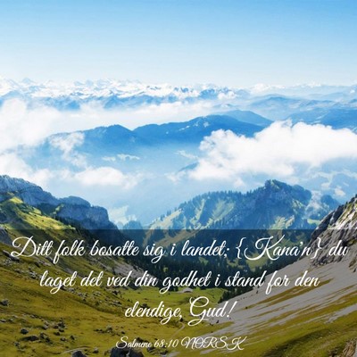 Picture 03 - Salmene 68:10 NORSK - Ditt folk bosatte sig i landet; {Kana'n} du laget - Bible Verse Picture