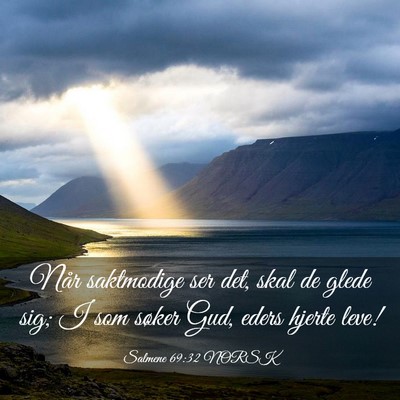 Picture 03 - Salmene 69:32 NORSK - Når saktmodige ser det, skal de glede sig; I som - Bible Verse Picture