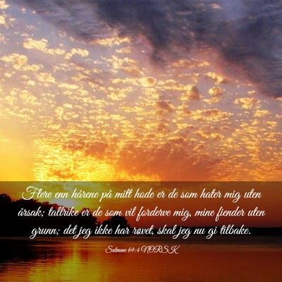 Picture 03 - Salmene 69:4 NORSK - Flere enn hårene på mitt hode er de som hater - Bible Verse Picture