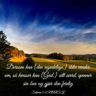 Picture 03 - Salmene 7:12 NORSK - Dersom han {den ugudelige.} ikke vender om, så - Bible Verse Picture