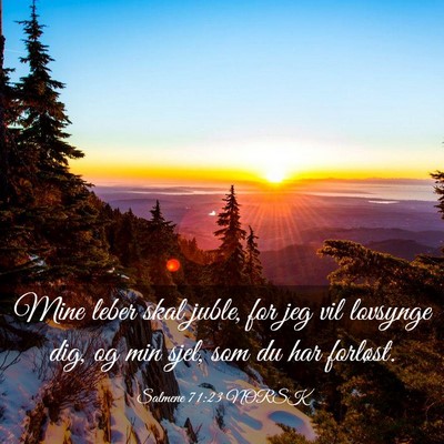 Picture 03 - Salmene 71:23 NORSK - Mine leber skal juble, for jeg vil lovsynge dig, - Bible Verse Picture