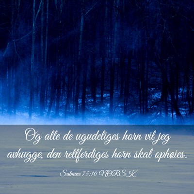 Picture 03 - Salmene 75:10 NORSK - Og alle de ugudeliges horn vil jeg avhugge, den - Bible Verse Picture