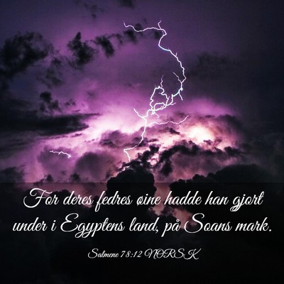 Picture 03 - Salmene 78:12 NORSK - For deres fedres øine hadde han gjort under i - Bible Verse Picture
