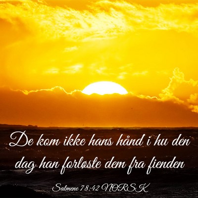 Picture 03 - Salmene 78:42 NORSK - De kom ikke hans hånd i hu den dag han forløste - Bible Verse Picture