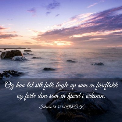 Picture 03 - Salmene 78:52 NORSK - Og han lot sitt folk bryte op som en fåreflokk - Bible Verse Picture