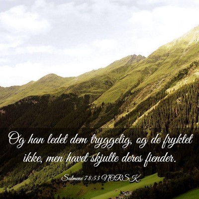 Picture 03 - Salmene 78:53 NORSK - Og han ledet dem tryggelig, og de fryktet ikke, - Bible Verse Picture