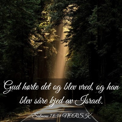 Picture 03 - Salmene 78:59 NORSK - Gud hørte det og blev vred, og han blev såre - Bible Verse Picture