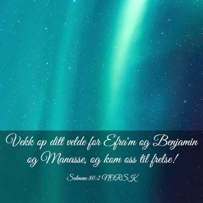 Picture 03 - Salmene 80:2 NORSK - Vekk op ditt velde for Efra'm og Benjamin og - Bible Verse Picture