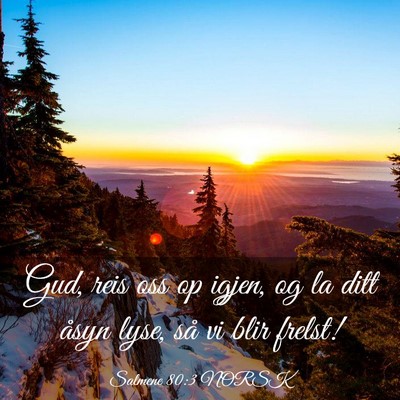 Picture 03 - Salmene 80:3 NORSK - Gud, reis oss op igjen, og la ditt åsyn lyse, - Bible Verse Picture