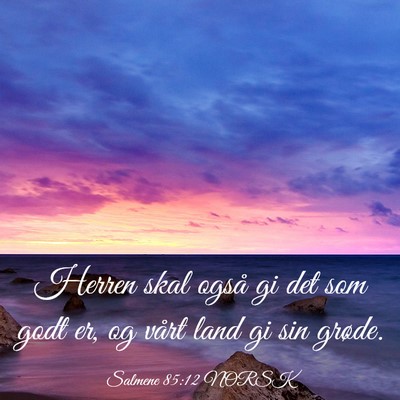 Picture 03 - Salmene 85:12 NORSK - Herren skal også gi det som godt er, og vårt - Bible Verse Picture