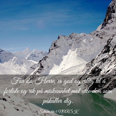 Picture 03 - Salmene 86:5 NORSK - For du, Herre, er god og villig til å forlate og - Bible Verse Picture