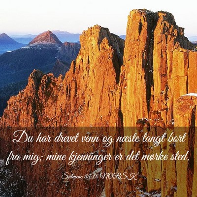 Picture 03 - Salmene 88:18 NORSK - Du har drevet venn og næste langt bort fra mig; - Bible Verse Picture