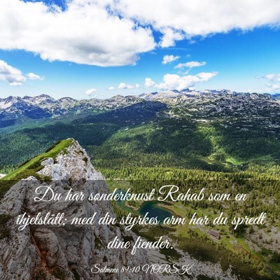 Picture 03 - Salmene 89:10 NORSK - Du har sønderknust Rahab som en ihjelslått; med - Bible Verse Picture