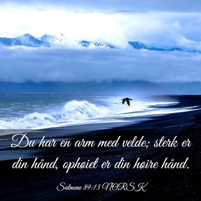Picture 03 - Salmene 89:13 NORSK - Du har en arm med velde; sterk er din hånd, - Bible Verse Picture