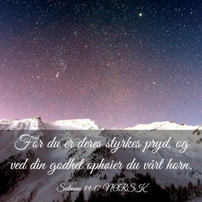 Picture 03 - Salmene 89:17 NORSK - For du er deres styrkes pryd, og ved din godhet - Bible Verse Picture