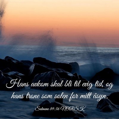 Picture 03 - Salmene 89:36 NORSK - Hans avkom skal bli til evig tid, og hans trone - Bible Verse Picture