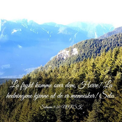 Picture 03 - Salmene 9:20 NORSK - La frykt komme over dem, Herre! La hedningene - Bible Verse Picture
