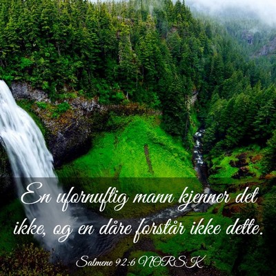 Picture 03 - Salmene 92:6 NORSK - En ufornuftig mann kjenner det ikke, og en dåre - Bible Verse Picture
