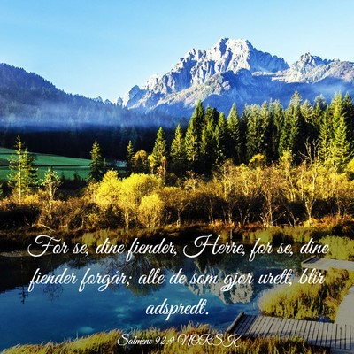 Picture 03 - Salmene 92:9 NORSK - For se, dine fiender, Herre, for se, dine fiender - Bible Verse Picture