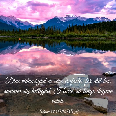 Picture 03 - Salmene 93:5 NORSK - Dine vidnesbyrd er såre trofaste; for ditt hus - Bible Verse Picture