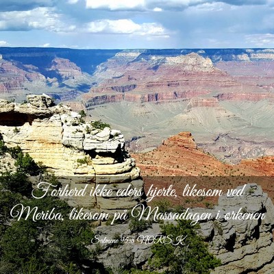 Picture 03 - Salmene 95:8 NORSK - Forherd ikke eders hjerte, likesom ved Meriba, - Bible Verse Picture
